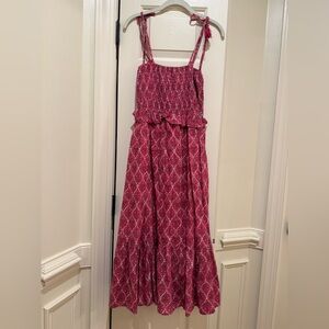 Women’s Pink Midi Sundress with Tie Straps NWOT size M/L